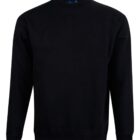 A plain black crewneck sweatshirt with long sleeves, displayed against a white background.