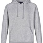 A plain gray hoodie with a drawstring hood and a front kangaroo pocket. The fabric appears soft, and the long sleeves end in ribbed cuffs. The hoodie is displayed against a white background.