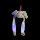 Flashing Animal Ear Hat: fluffy unicorn hat with pastel lights and dangling paws on black.