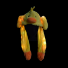 Yellow duck-shaped flashing animal ear hat on a dark background.