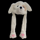 Flashing Animal Ear Hat with long ears and heart paws on a black background.