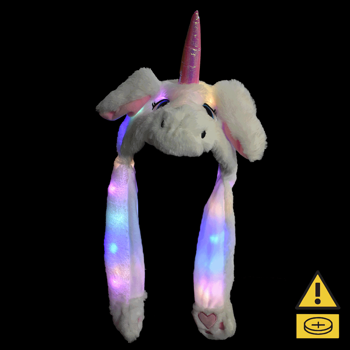 Flashing Animal Ear Hat with glowing ears and a pink horn.
