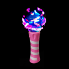 Flashing LED Spinner with pink/white striped handle on black background.