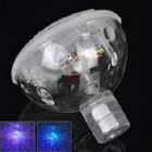 Close-up of a bulb with reflections, Floating Pool LED Light below.