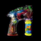 4 LED Light-up Bubble Gun with colorful parts and bubble solution bottle.