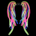 Light Up Dreadlock Headband with neon ribbons on a black dreadlock background.