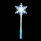 A Light Up Frozen Snowflake Wand with a glowing top and turquoise handle.