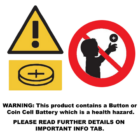 Light Up Santa Sequin Hat with button battery hazard warning and caution text.