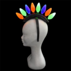 Mannequin with Mohawk LED Headband featuring colorful bulbs on a dark backdrop.