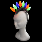 Mohawk LED Headband with colorful glowing bulbs on display.