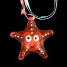 Flashing starfish necklace with smiley face and colorful strings.