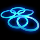 Five One Colour Glow Bracelets (Blue) on black background.