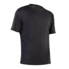 A plain black T-shirt displayed against a white background. The shirt features short sleeves and a crew neckline, with a simple and classic design.