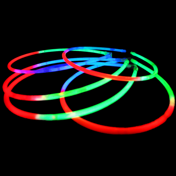 Tri-Colour Glow Necklace x 50 in red, green, and blue for a captivating effect.