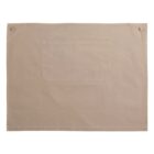 Tan fabric placemat with a central pocket and button accents on two corners.