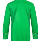 Back view of a bright green long-sleeve shirt with a classic collar and buttoned cuffs. The shirt is displayed against a white background.