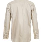 Beige long-sleeve button-up shirt, seen from the back, with a classic collar and cuffs. The fabric appears smooth, and the shirt has a relaxed fit.