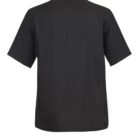 Black short-sleeve chef jacket, back view.