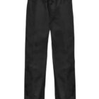 Black drawstring pants on a white background.