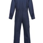 Navy blue coverall, full length, viewed from the back.