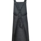 Dark gray cross-back apron with a front tie and two buttons at the top.
