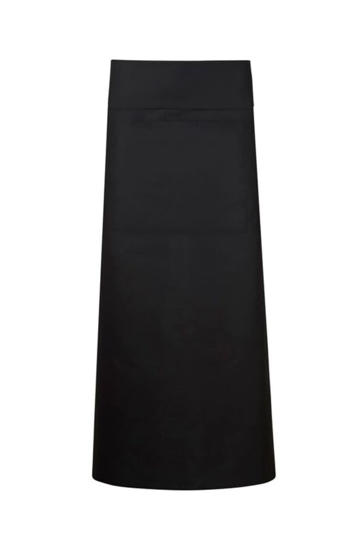 A plain black waist apron with a straight cut, photographed against a white background.