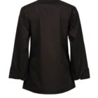 Black long-sleeve shirt, front view, with collar displayed.