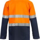 High-visibility orange and navy blue long-sleeve shirt with reflective silver stripes.