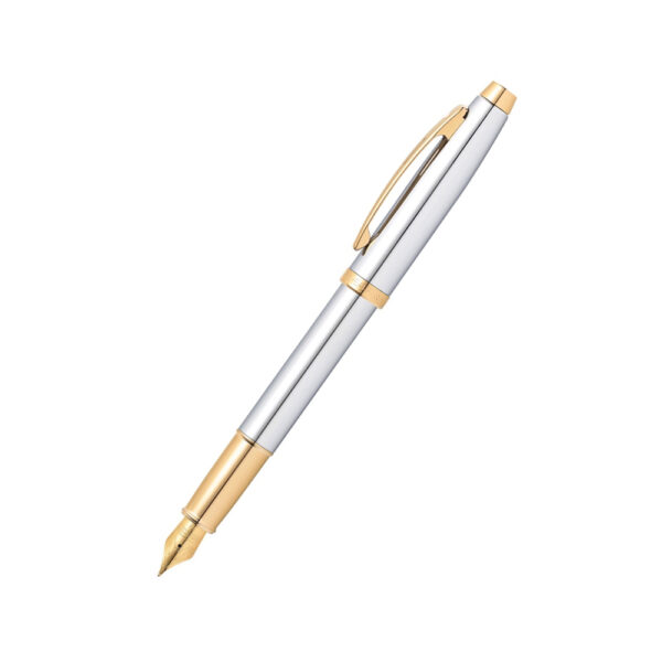 Sheaffer 100 Chrome Gold Medium Nib Fountain Pens