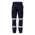 Navy blue cargo pants with reflective bands around the lower legs. The pants feature multiple pockets, including side cargo pockets, and are designed for durability and visibility.