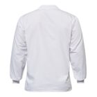 Back view of a plain white button-up shirt with long sleeves and a collar. The shirt is displayed against a white background.