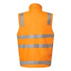 High-visibility orange safety vest with silver reflective stripes on the shoulders and two horizontal stripes across the back.