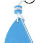 Blue sailboat-shaped keychain with a white rope and ring.
