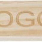 Wooden block with the word LOGO engraved on it.