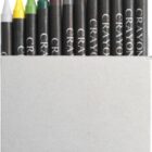 Box of crayons in various colors, including red, blue, green, and yellow.