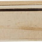 Wooden rectangular box with a sliding lid, viewed from the side.