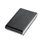 Troika Business Card Case, closed and black, on a white background.