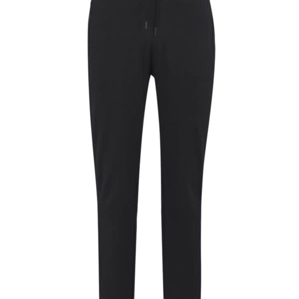 Black jogger sweatpants with a drawstring waistband, shown against a white background.