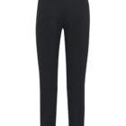 Black jogger sweatpants with elastic cuffs, shown from the front on a white background.