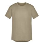 Plain olive green T-shirt on a white background.