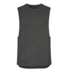 Dark gray sleeveless T-shirt on a white background.