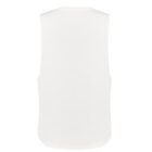 White sleeveless tank top viewed from the back on a plain white background.