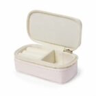Small open white jewelry box with a soft interior and separate compartments.