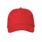 A plain red baseball cap on a white background.