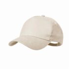 Beige baseball cap with curved brim and adjustable strap at the back.