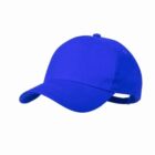 A plain blue baseball cap on a white background.