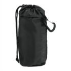 Black drawstring bottle holder with a carabiner clip.