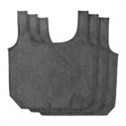 Three gray fabric tote bags stacked together against a white background.
