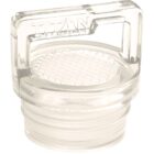 Clear plastic screw-on cap with a cylindrical base and a rectangular handle on top. The handle has TITAN embossed on it. The cap includes a textured circular grip on the top surface.