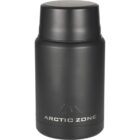 A sleek, black insulated container with a removable lid. The words Arctic Zone are printed in white near the base. The container has a matte finish and a simple, cylindrical design.